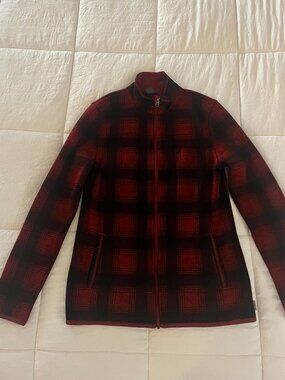 Eddie Bauer Red & Black Buffalo Plaid Zip-Front Jacket Lumberjack